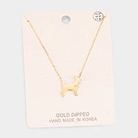 Gold Dipped French Boston Terrier Dog Heart Pendant Necklace