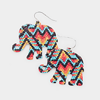 Patterned Metal Elephant Earrings