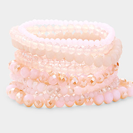 9PCS - Faceted Bead Stretch Bracelets