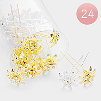 24PCS - Round Crystal Floral Hair Comb Pins