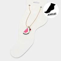 Watercolor Wood Watermelon Anklet