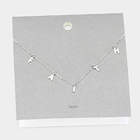 'Faith' Brass Metal Pendant Necklace
