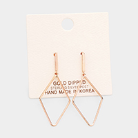 Gold Dipped Metal Bar Rhombus Earrings