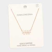 Gold Dipped Cubic Zirconia Stone Pendant Necklace