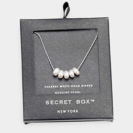 Secret Box _ 24K White Gold Dipped Genuine Pearl Necklace