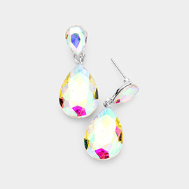 Glass Crystal Teardrop Dangle Earrings