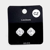Cubic Zirconia Crystal Rhinestone Rhombus Stud Earrings