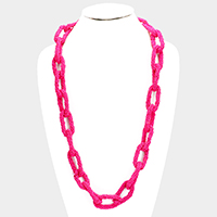 Seed Bead Oval Link Long Necklace