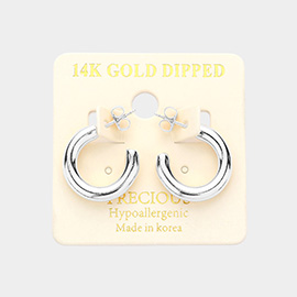 14K White Gold Dipped 0.75 Inch Metal Hoop Earrings