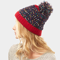 Multi Color Sprinkles Pom Pom Beanie Hat
