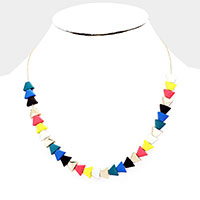 
Colorful Triangle Wood Bead Necklace 
