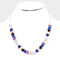 
Colorful Triangle Wood Bead Necklace 
