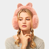 Solid Color Cat Ear Faux Fur Earmuffs