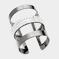 Baguette Cut Statement Split Layer Cage Cuff Bracelet