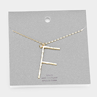 Brass -F- Monogram Metal Pendant Long Necklace
