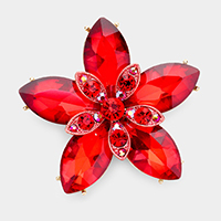 Crystal Marquise Flower Pin Brooch 