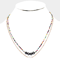 Multi Color Bead Statement Love Pearl Layered Necklace 