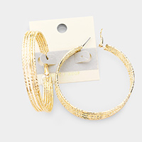
Brass 14K Gold Filled Textured Metal Hoop Earrings 