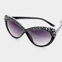 Pearl Crystal Embellished Detail Sunglasses