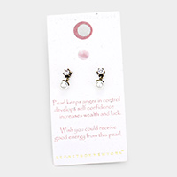 Secret Box _  Sterling Silver Post Pearl Stud Earrings