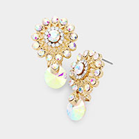 Rhinestone Crystal Floral Evening Earrings