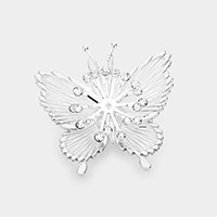 Rhinestone Pave Metal Butterfly Brooch / Pendant