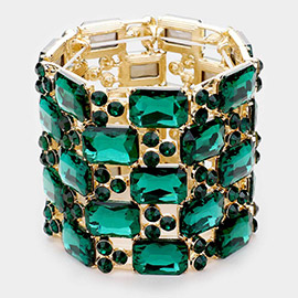 Emerald Cut Crystal Stretch Evening Bracelet