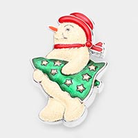 Christmas Tree Snowman Pin Brooch / Pendant