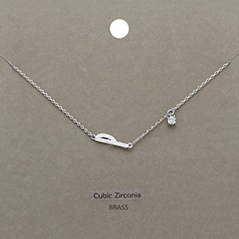 Brass Metal Cubic Zirconia Monogram Pendant Necklace