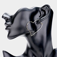Brass Metal Heart Earrings 
