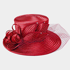 Looped Petal Mesh Veil Braid Hat
