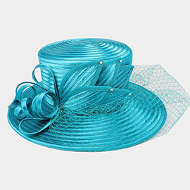 Looped Petal Mesh Veil Braid Hat