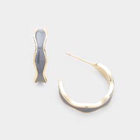 Enamel Brass Metal Hoop Earrings 
