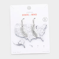 White Gold Dipped California State Earrings