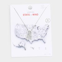 White Gold Dipped Alabama State Pendant Necklace