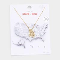 Gold Dipped Georgia State Pendant Necklace