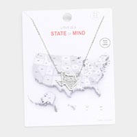 White Gold Dipped Texas State Pendant Necklace