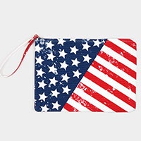 American Flag Pattern Pouch Clutch  Bag