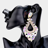 Pear Crystal Rhinestone Pageant Evening Earrings  