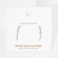 White Gold Dipped Cubic Zirconia Drop Earrings 