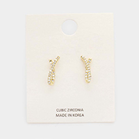 Cubic Zirconia Pave Stud Earrings 
