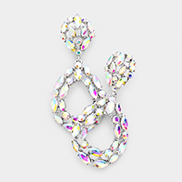 Marquise Round Stone Cluster Open Teardrop Evening Earrings