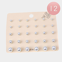 12 Set of 15 - Pearl Stud Earrings 