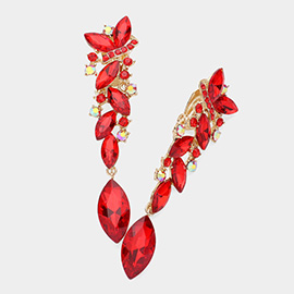 Marquise Crystal Drop Clip On Earrings