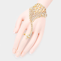 Round Crystal Rhinestone Hand Chain Evening Bracelet