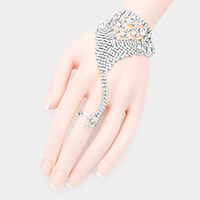 Round Crystal Rhinestone Hand Chain Evening Bracelet
