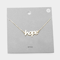 Brass Metal Hope Pendant Necklace