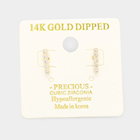 14K Gold Dipped CZ Linear Stud Earrings