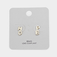 Brass Metal HOPE Stud Earrings