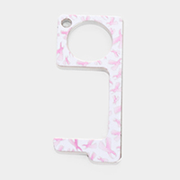 Pink Ribbon Print Touchless Door Opener Button Push Tool